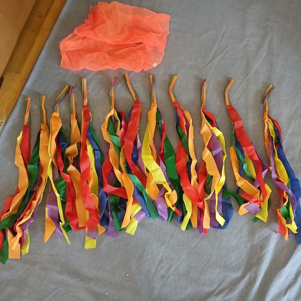 Rainbow Dance Ribbon x 12 + 2 Scarves